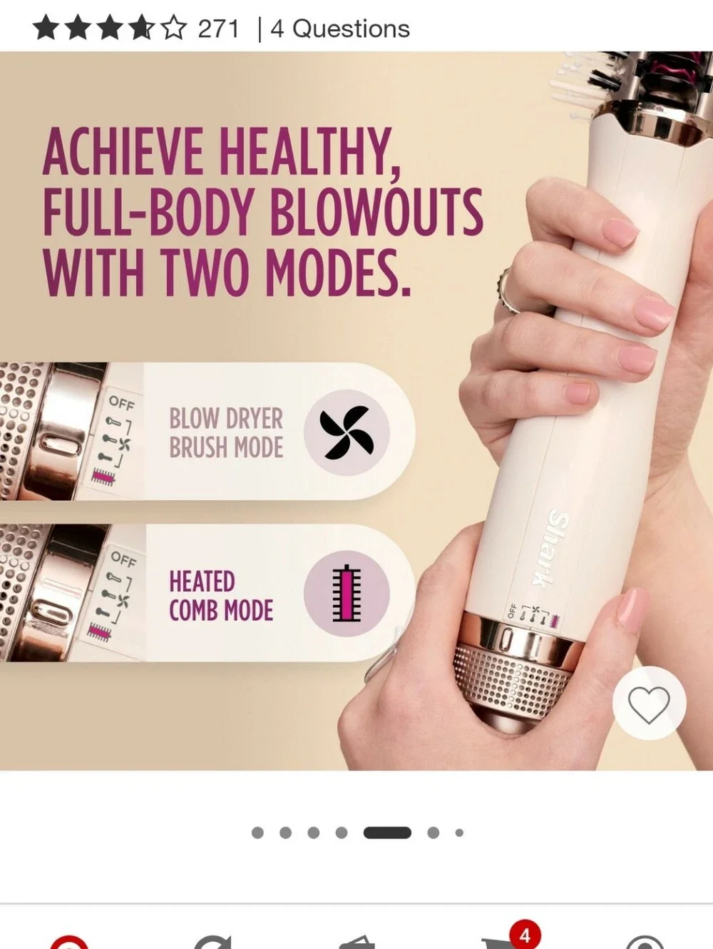 Shark White Rotating Hot Air Brush - Smooth Styling for Women